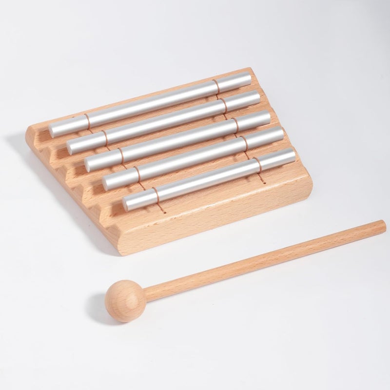 Aemrovi 5-Tone Hand Chime with Mallet - Handheld Percussion Instrument with Mallet for Mindfulness, Yoga, Classroom Management and Focus Training - Image 1